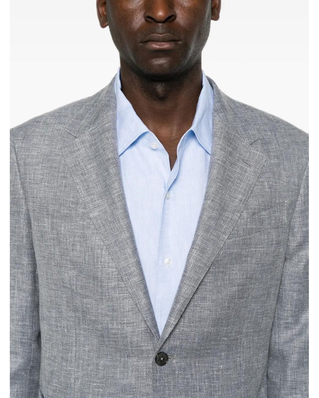 Zegna Gray Single-Breasted Notch-Lapel Jacket for men
