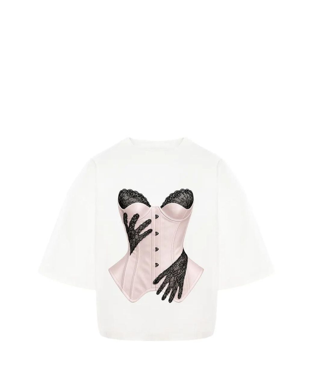 Hamza White Lace-Print T-Shirt