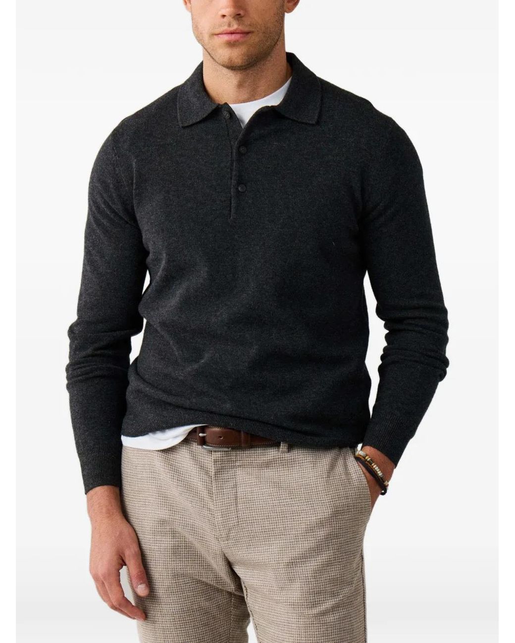 Hackett Blue Knitted Polo Sweater for men