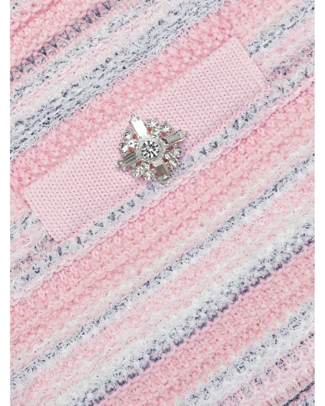 Self-Portrait Pink Textured Knit Mini Skirt
