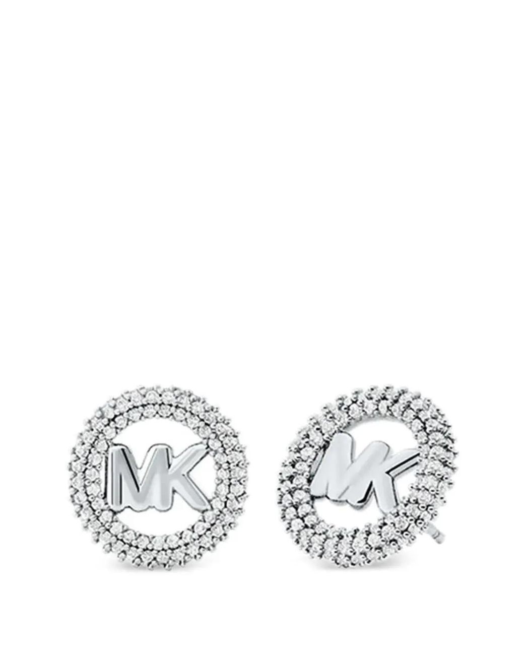 Orecchini Con Logo E Pavé di Michael Kors in White