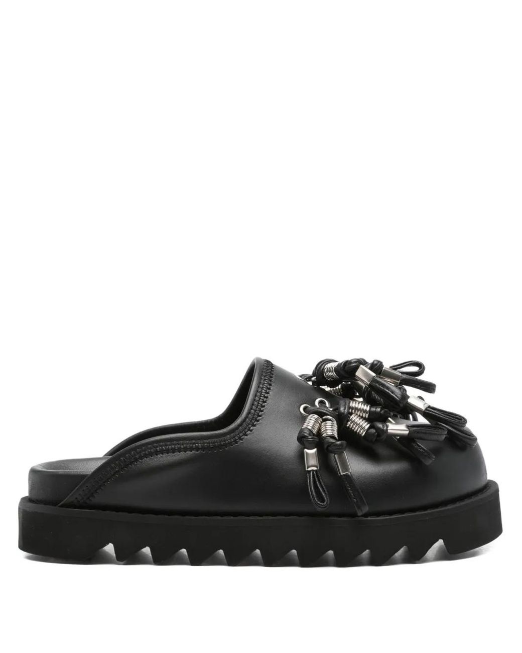 Toga Black Tassel-Embellished Leather Mules