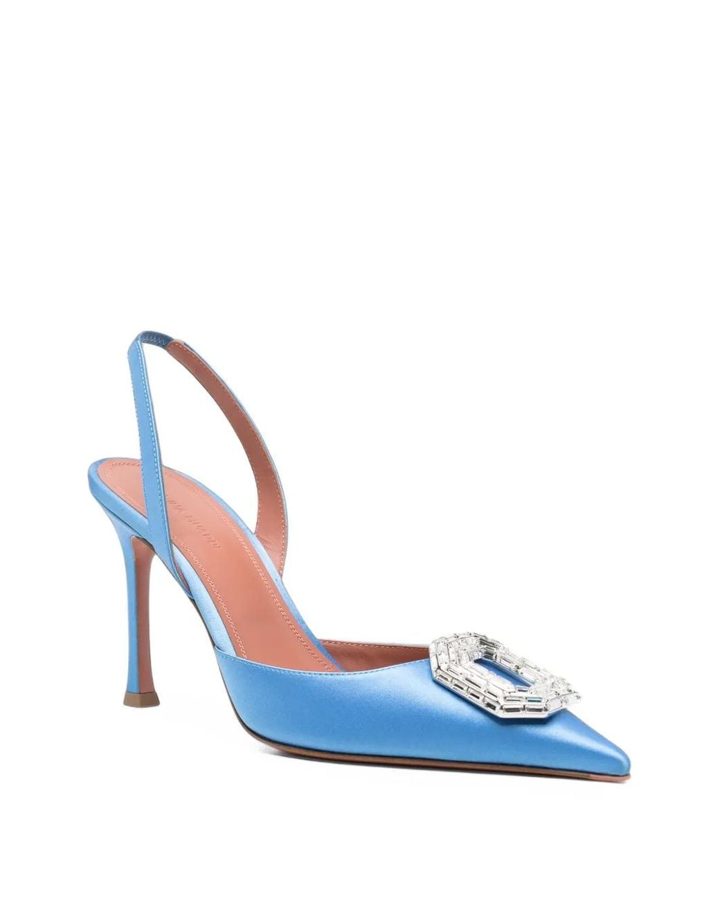 AMINA MUADDI Blue Camelia Crystal-Embellished Slingback Pumps