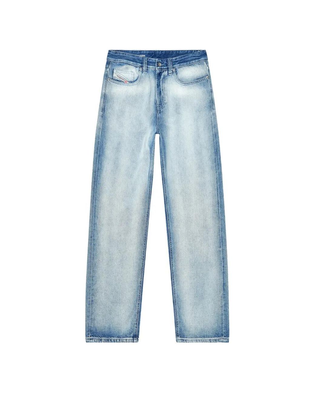 DIESEL Blue Wide-Leg Denim Jeans With Vintage Wash for men