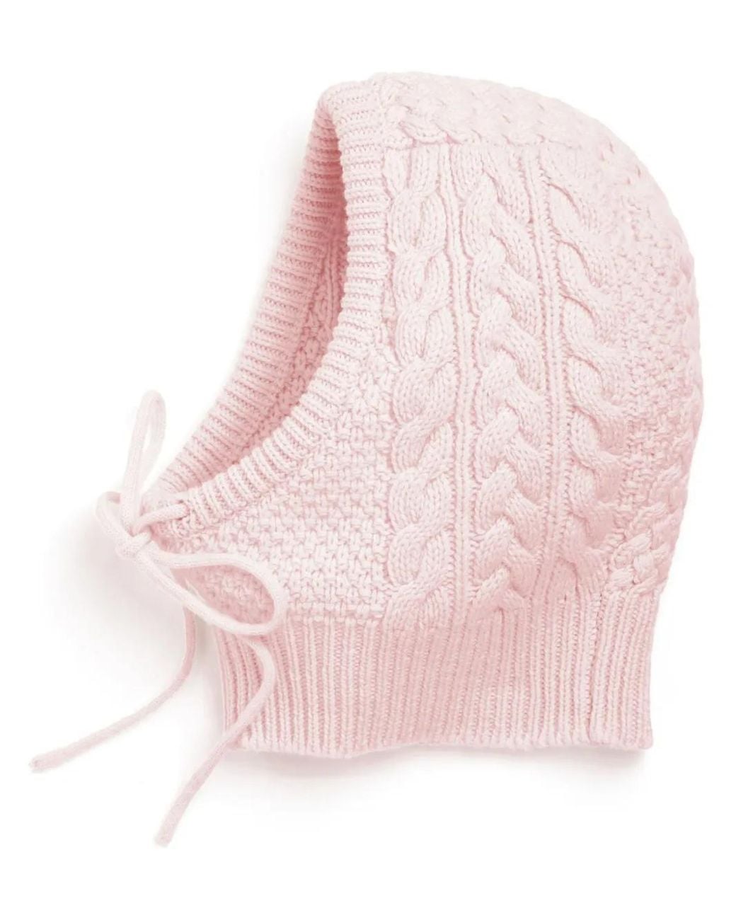 Barrie Pink Lightweight Cable-Knit Cashmere Balaclava