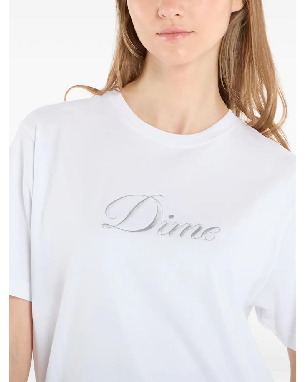 Camiseta Cursive Con Logo Dime de color White