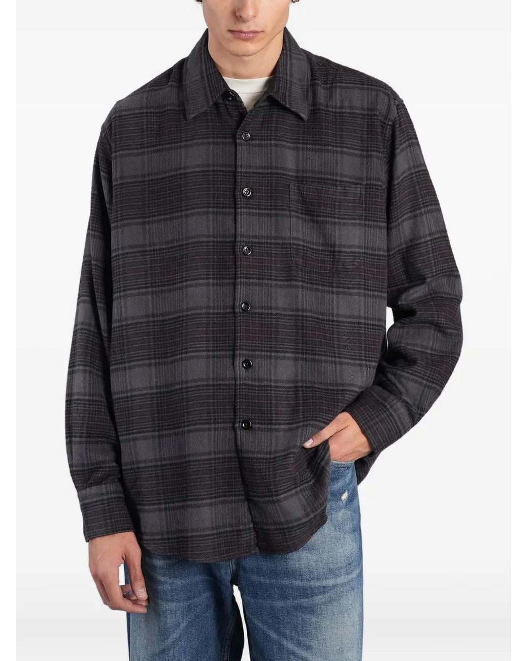 Our Legacy Gray Above Shirt Faded Nocturne Check Flannel for men