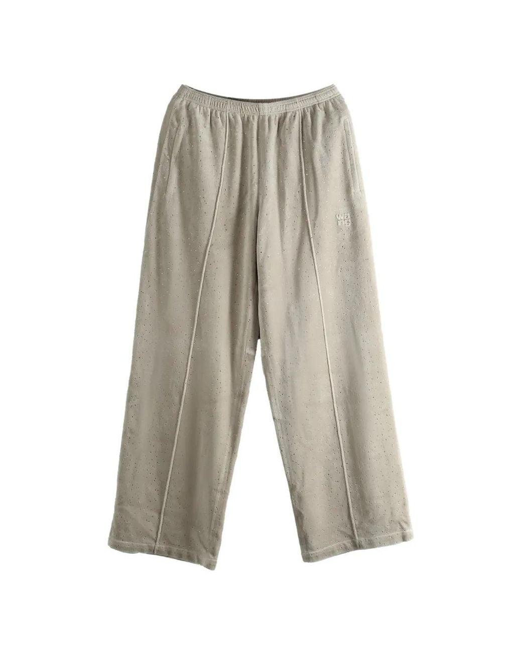 Alexander Wang White Crystal Hotfix Mid-Rise Terry Sweatpants