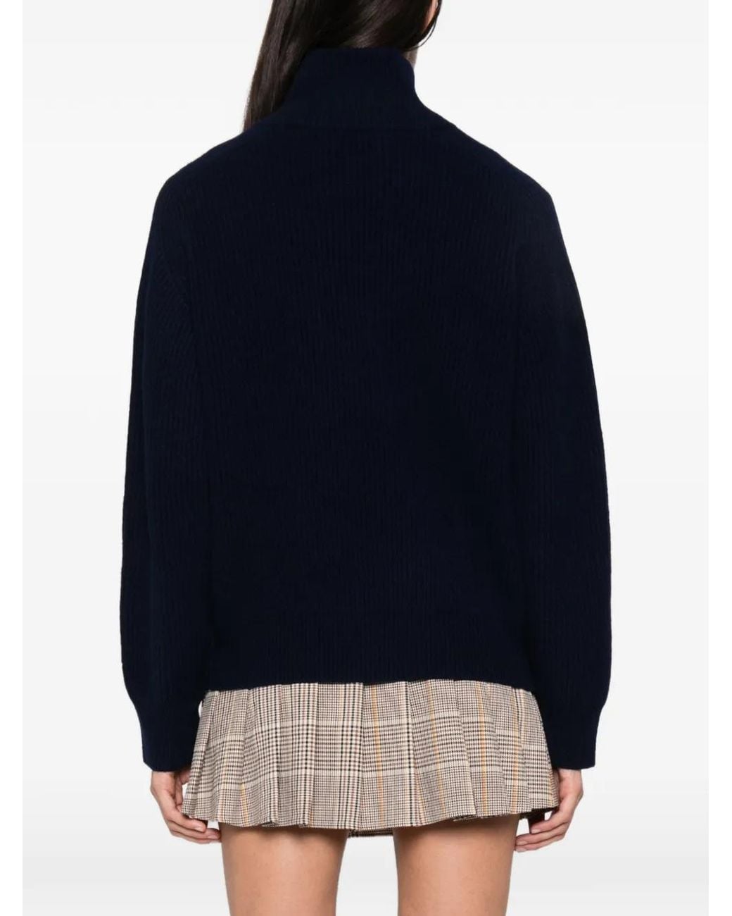 Mc2 Saint Barth Blue Ribbed-Knit Half-Zip Sweater