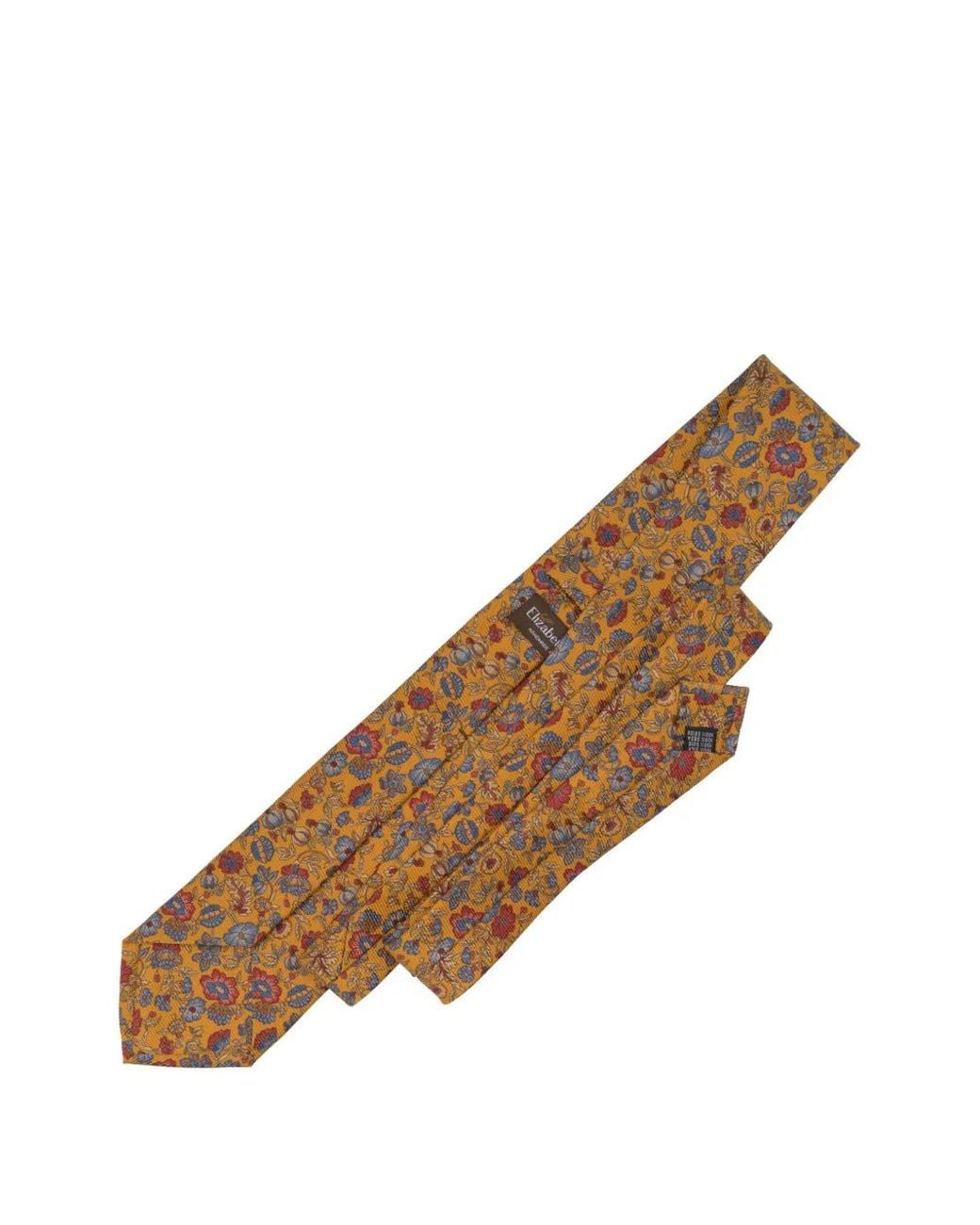 Elizabetta Brown Conte Floral-Print Silk Tie for men