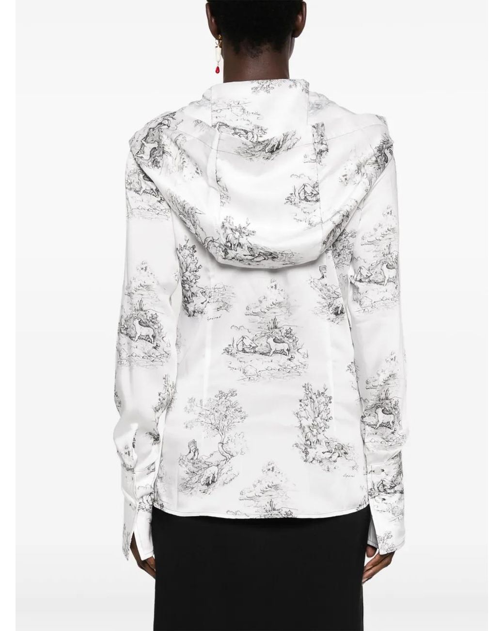 Coperni White Graphic-Print Hooded Blouse