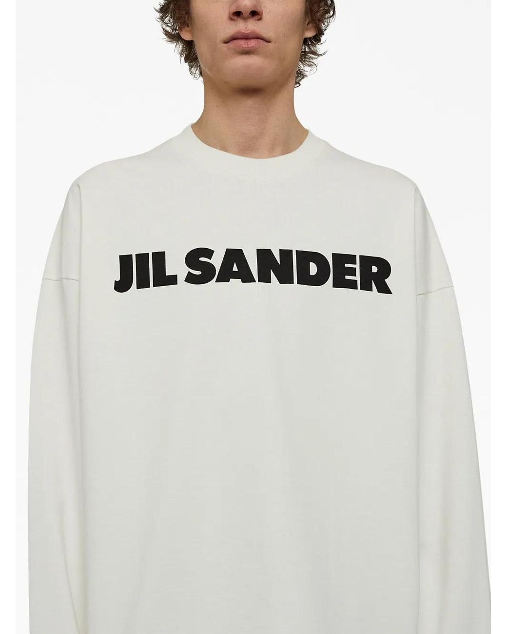 Jil Sander White Long-Sleeved Shirt With Logo Print for men