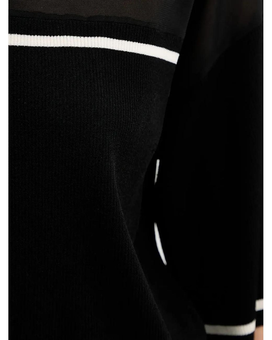 Liu Jo Black Mesh-Insert Ribbed Sweater