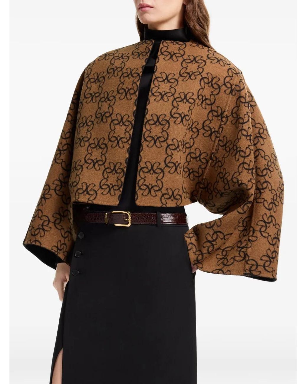 Elie Saab Black Reversible Monogram-Pattern Jacket