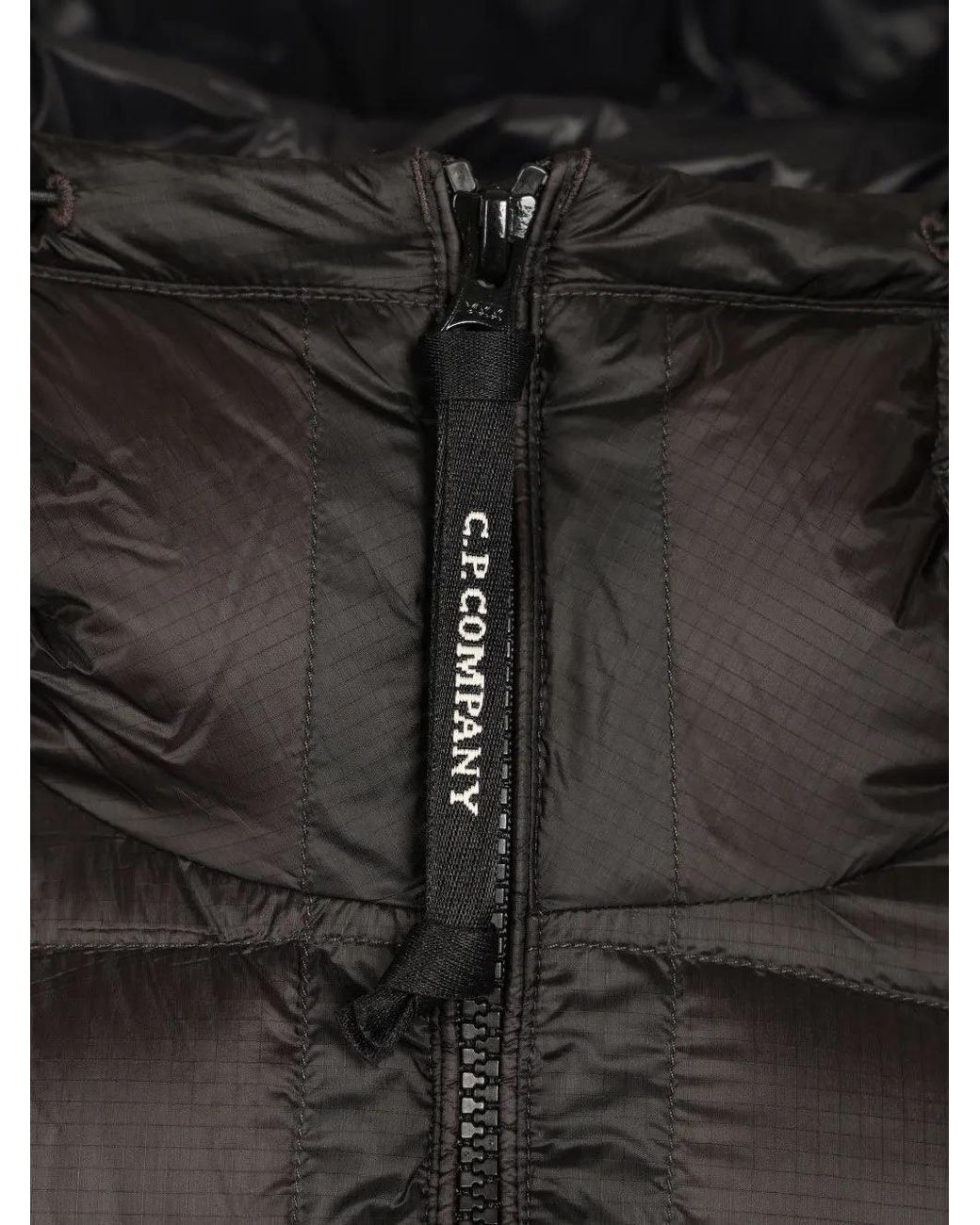 C P Company Black Logo Down Jacket for men