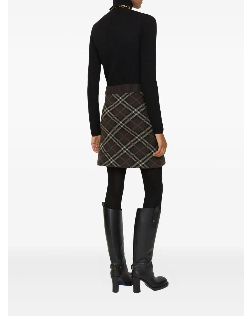 Burberry Black Check Wool Cashmere Skirt
