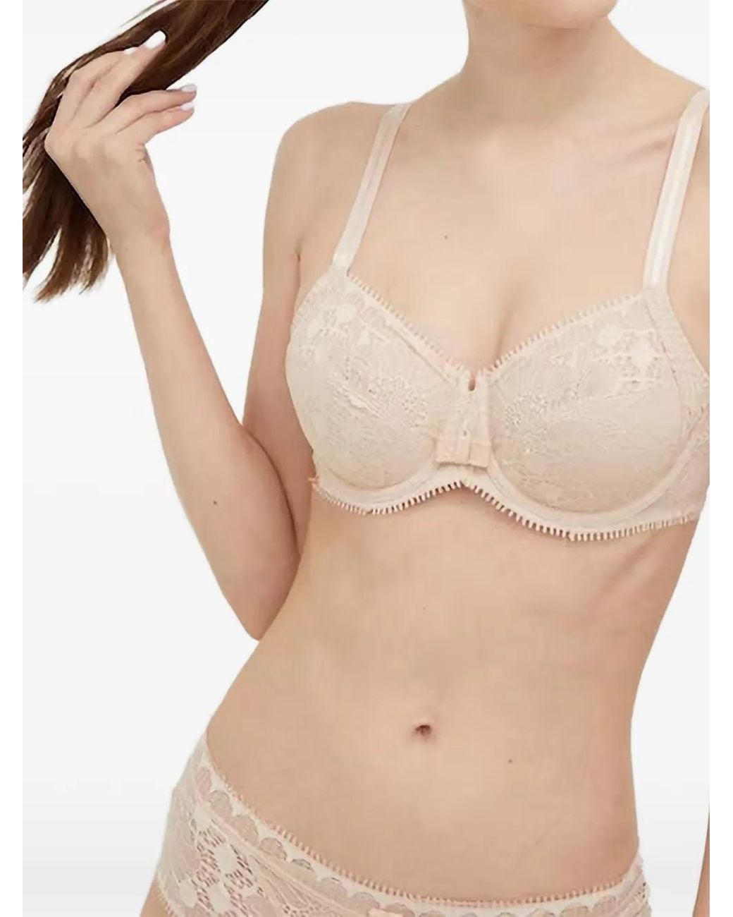 Chantelle Natural Soutien-Gorge À Superposition En Dentelle Et Détail De Nœud