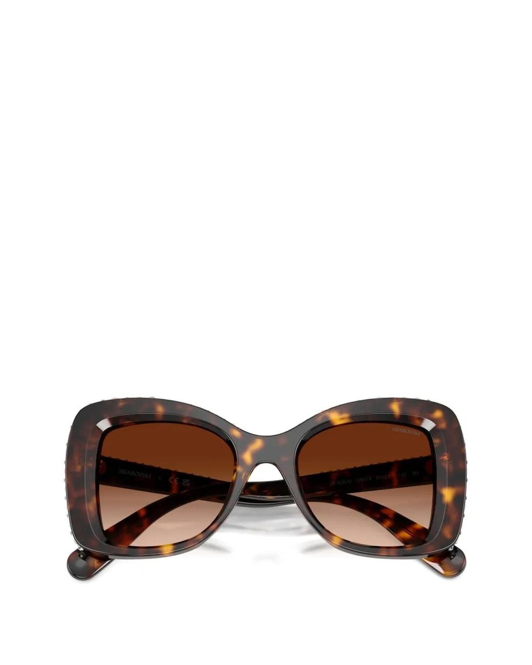Swarovski Brown Crystal-Embellished Square-Frame Sunglasses
