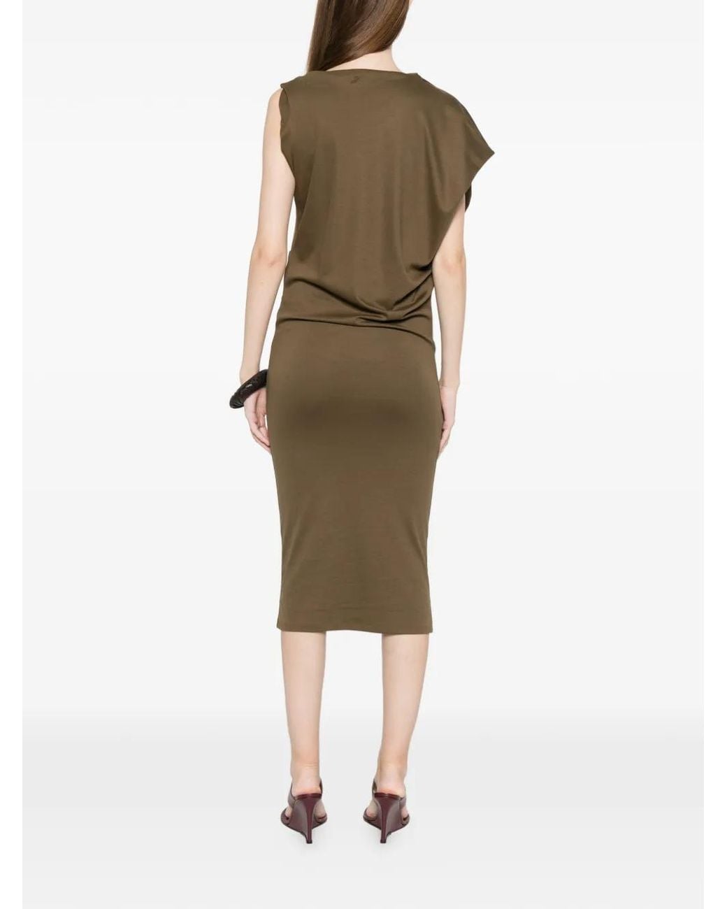 Jacquemus Green Asymmetrical Midi Dress