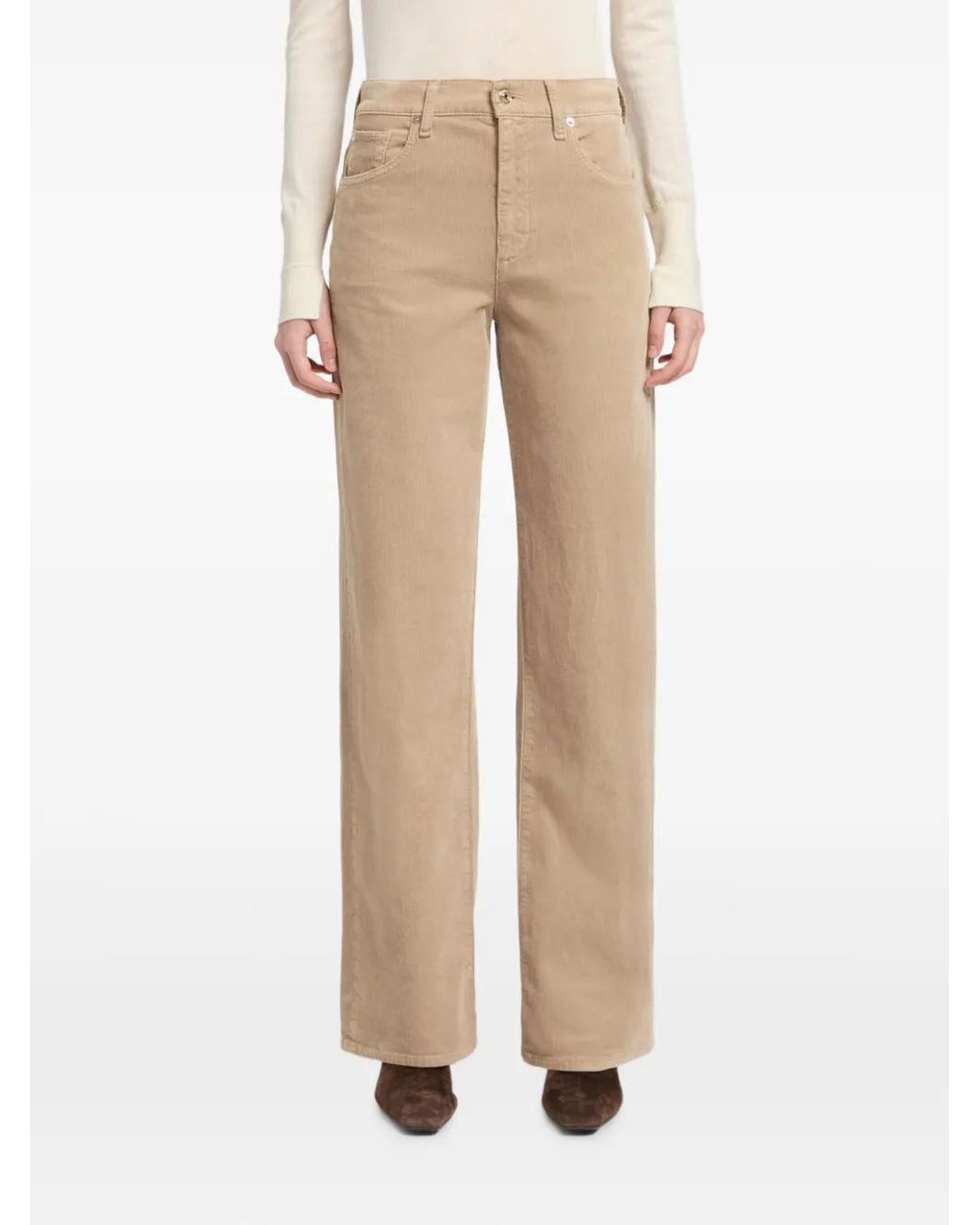 7 For All Mankind Natural Corduroy Wide-Leg Trousers