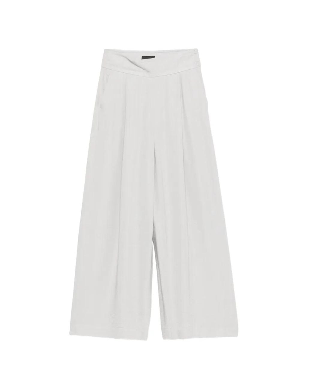 Emporio Armani White Pleated Wide-Leg Trousers