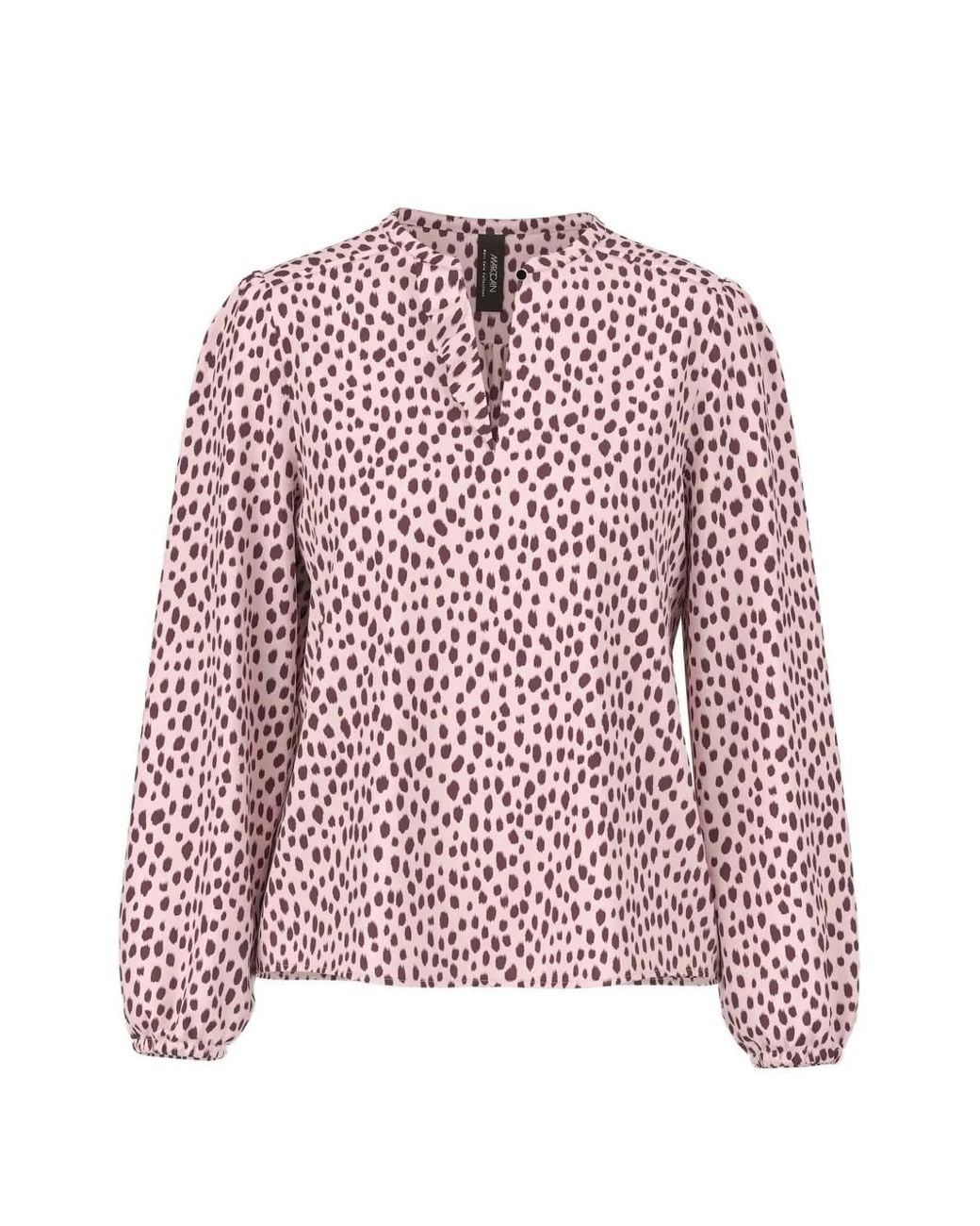 Marc Cain Red Ruffled Polka-Dot Blouse