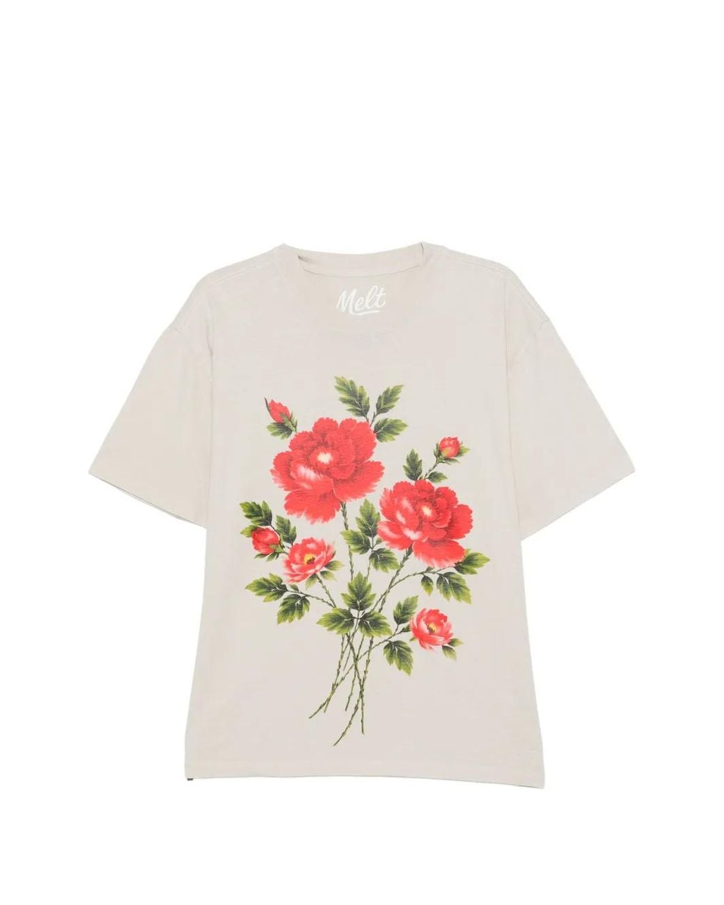Melt White Graphic-Print Crew Neck T-Shirt for men