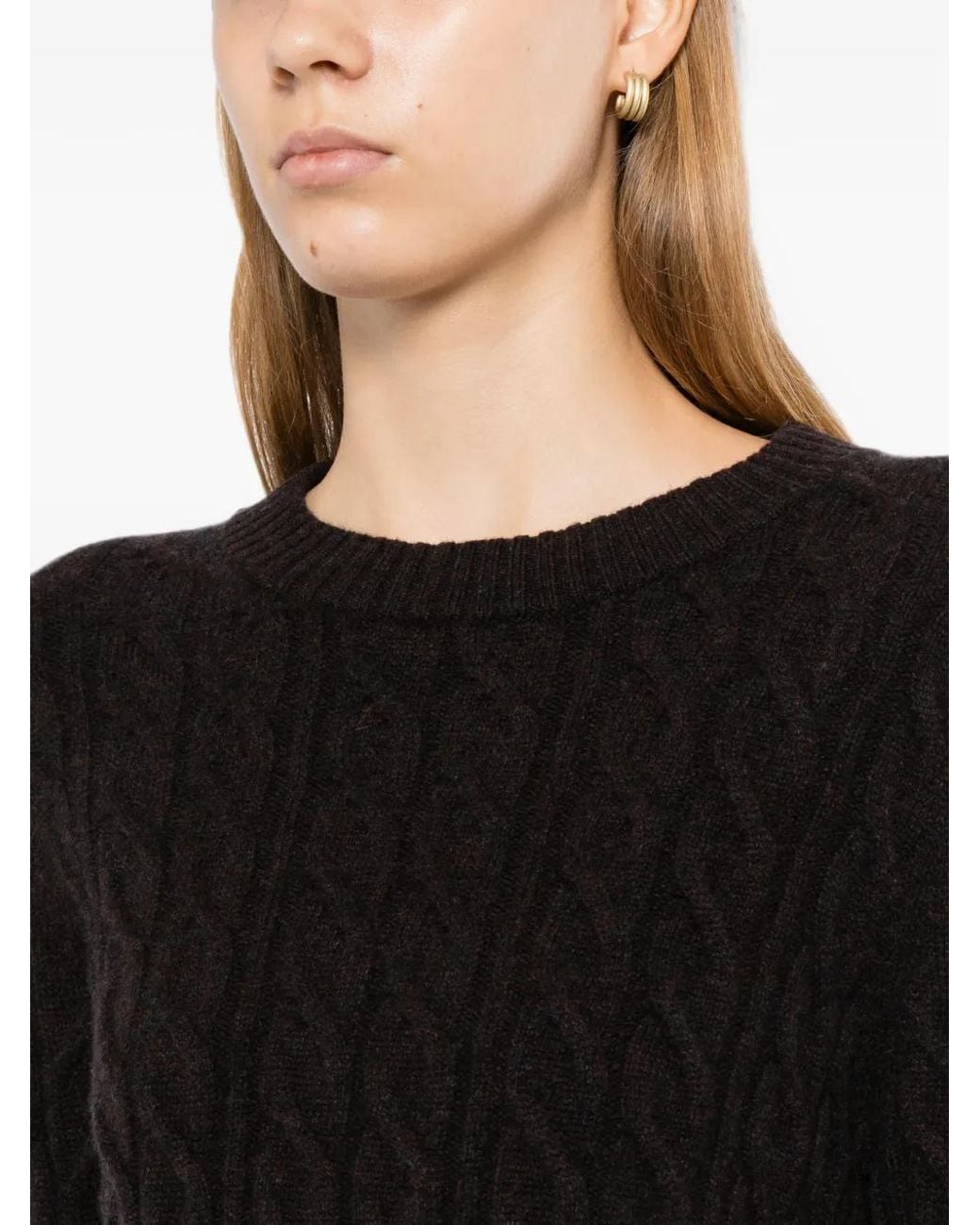 N.Peal Cashmere Black Emilia Cable-Knit Top