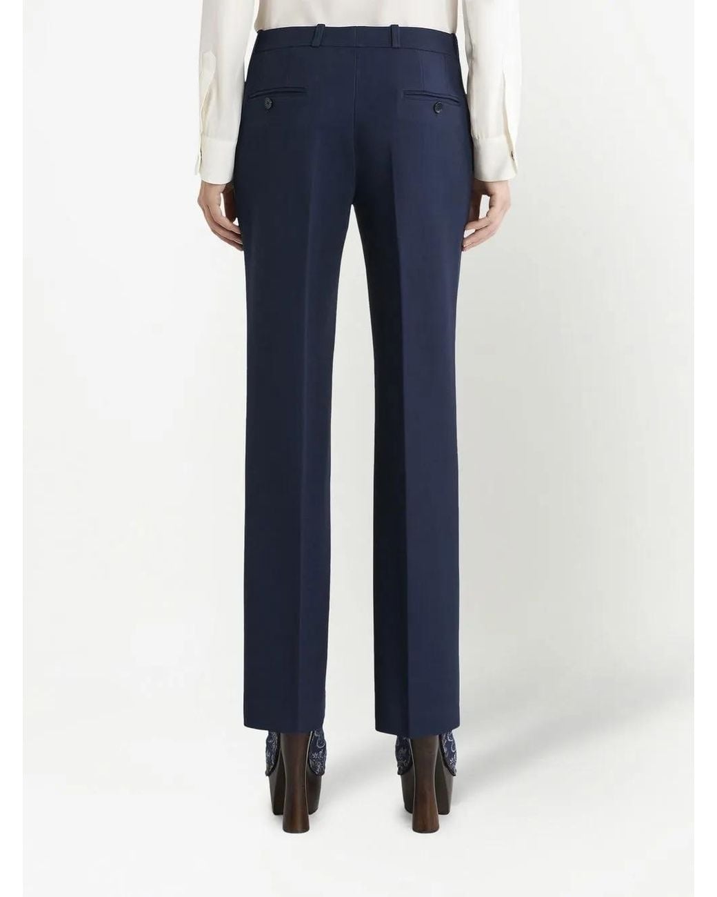 Etro Blue Pressed-Crease Tailored Trousers