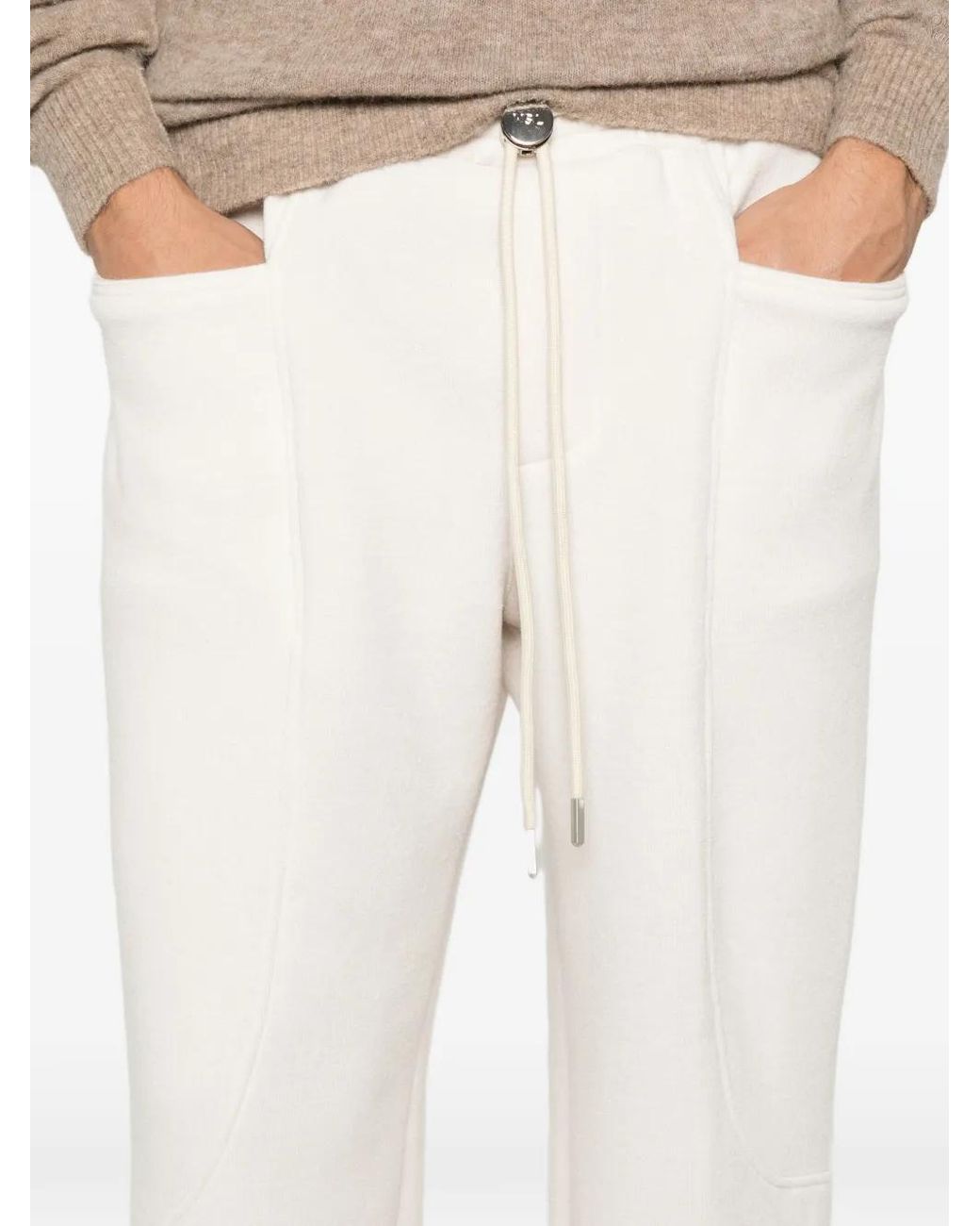 Yes London White Drawstring Pocket Track Pants for men