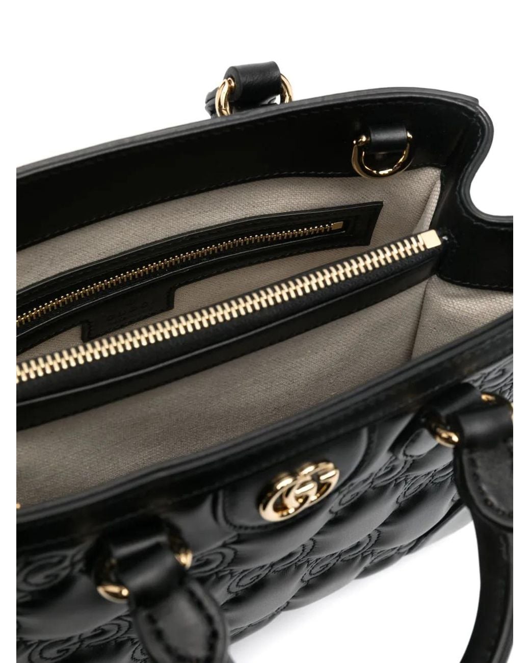 Gucci Black Small Gg Matelassé Top-Handle Bag