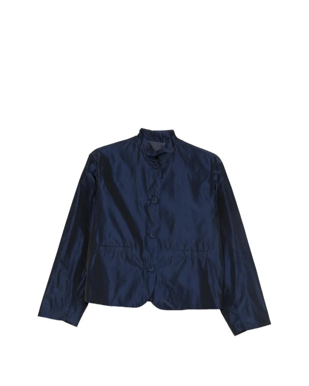 ROSSO35 Blue High-Neck Button-Up Jacket