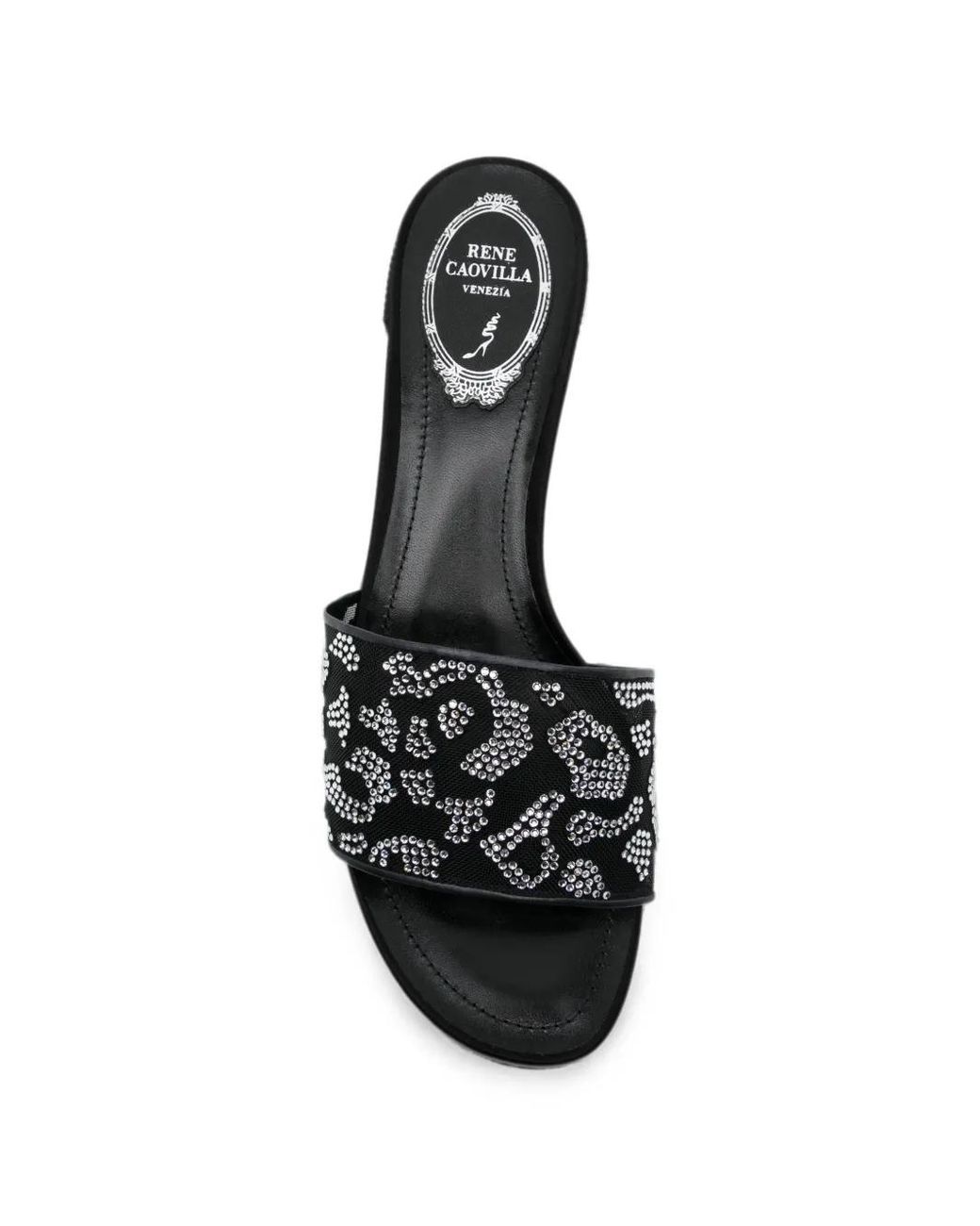 Rene Caovilla White Allura Crystal-Embellished Slides