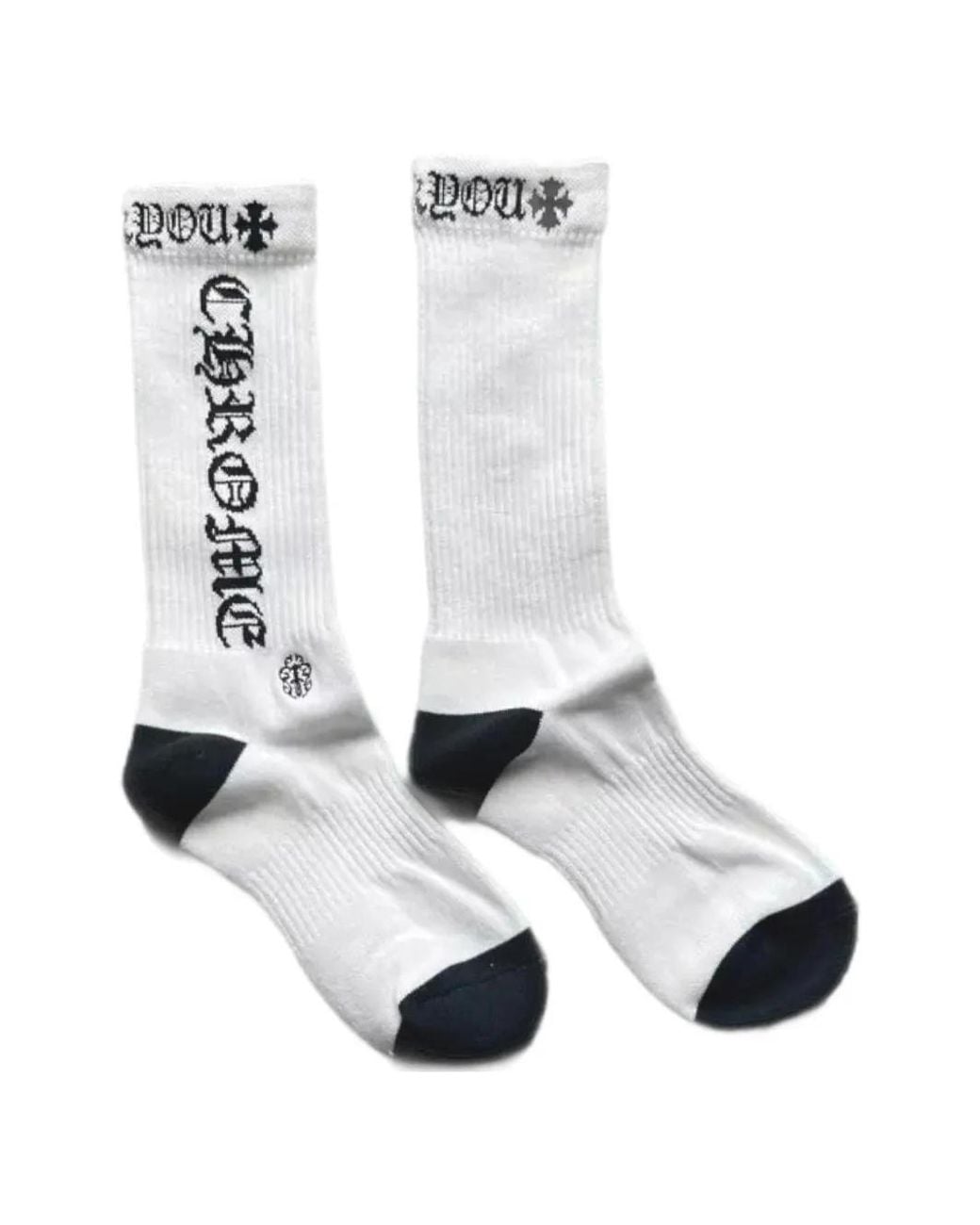 Chrome Hearts White Logo-Intarsia Ribbed-Knit Socks for men