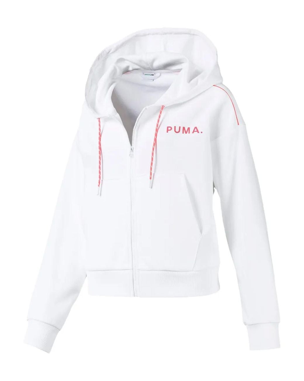 PUMA White Full-Zip Chase Hoodie