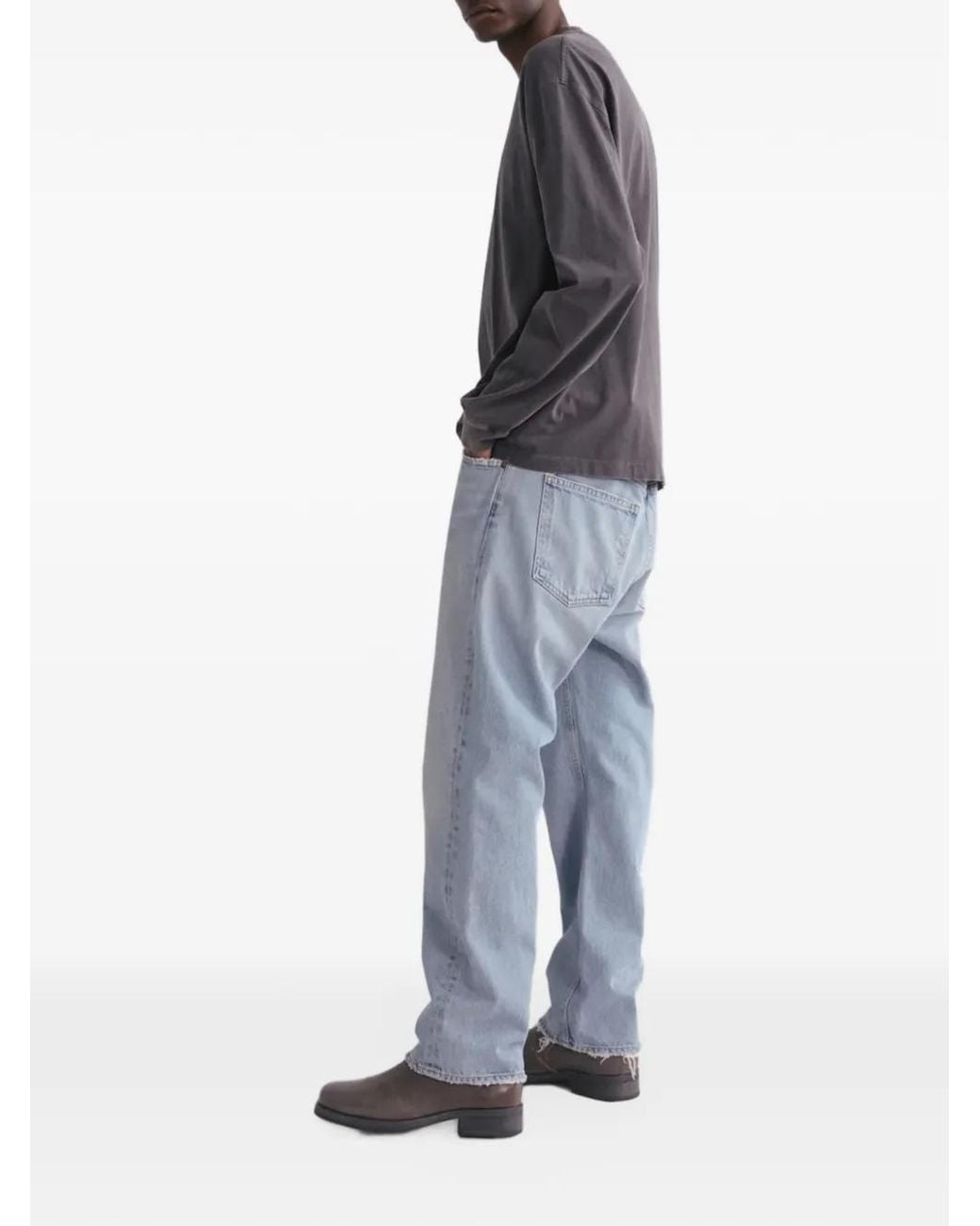 Agolde Blue Faded Raw-Cut Jeans for men