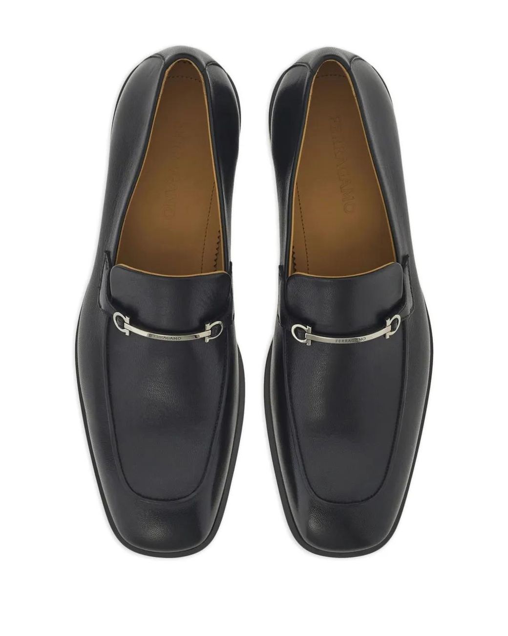 Ferragamo Black Ferragamo Gancini-Plaque Leather Loafers for men