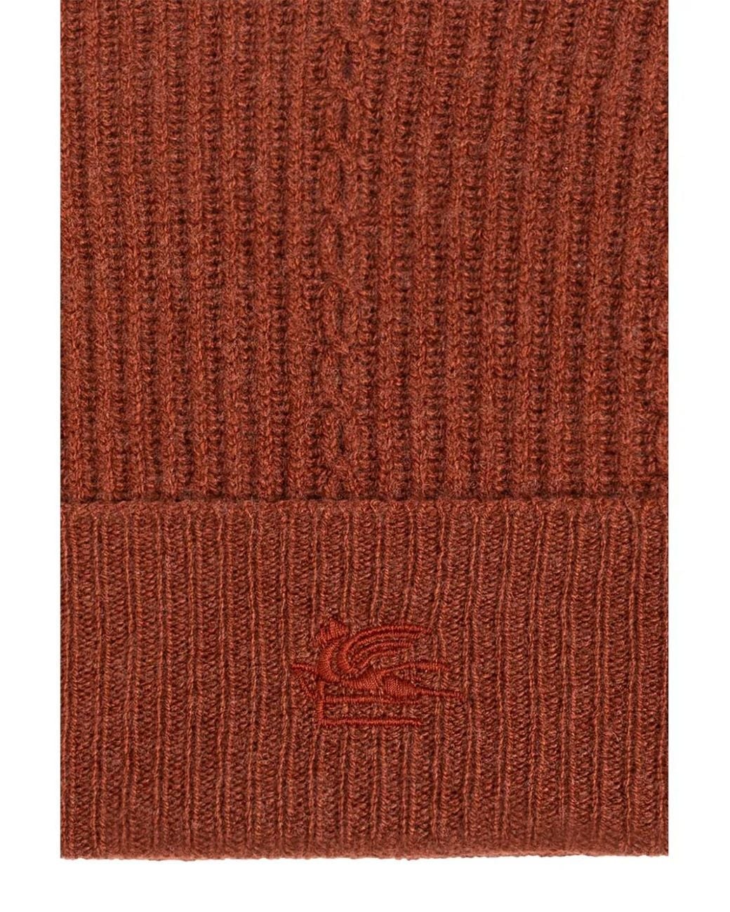 Etro Brown Bonnet À Logo Brodé