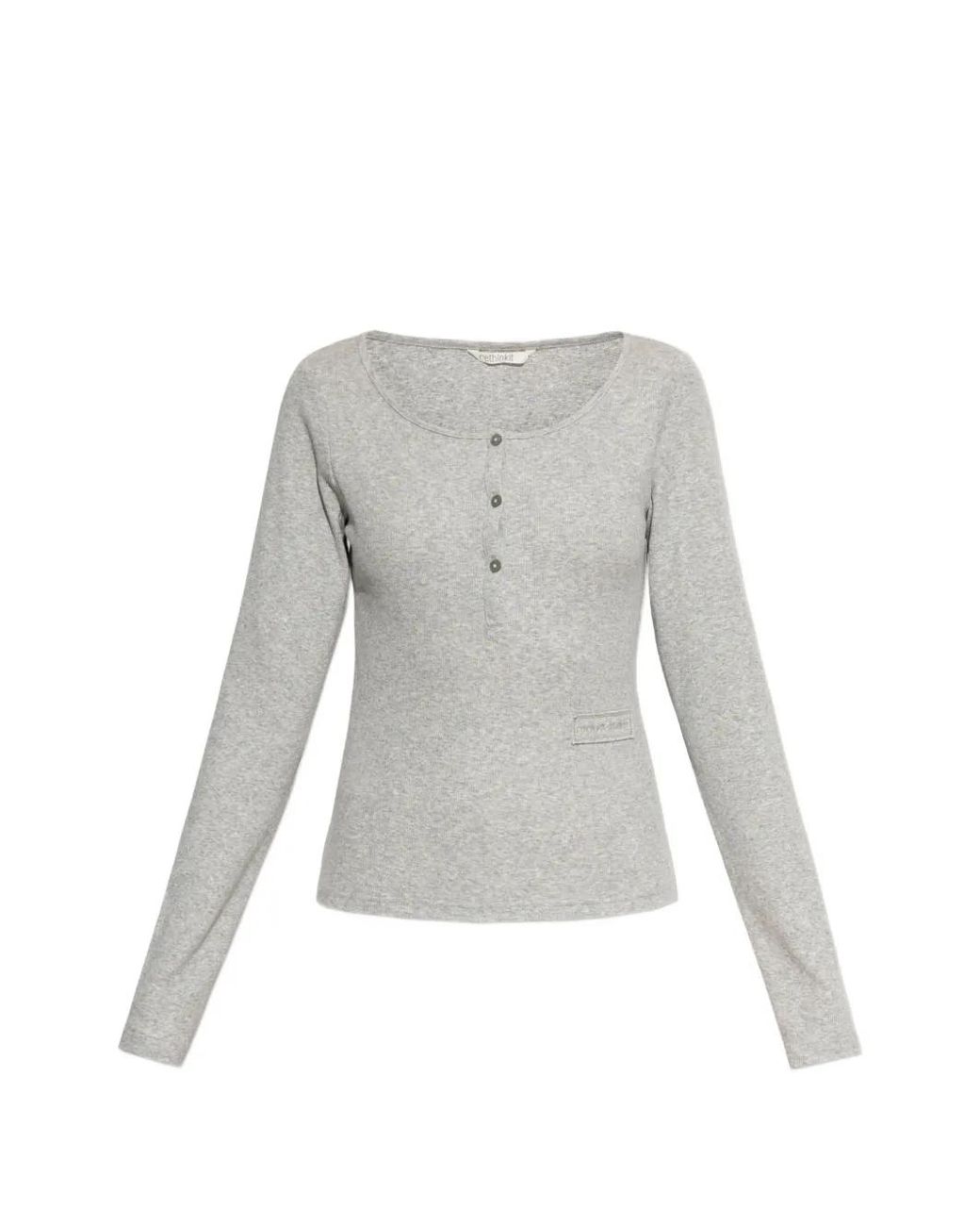 Rethinkit Studios Gray Ribbed Long-Sleeve Top
