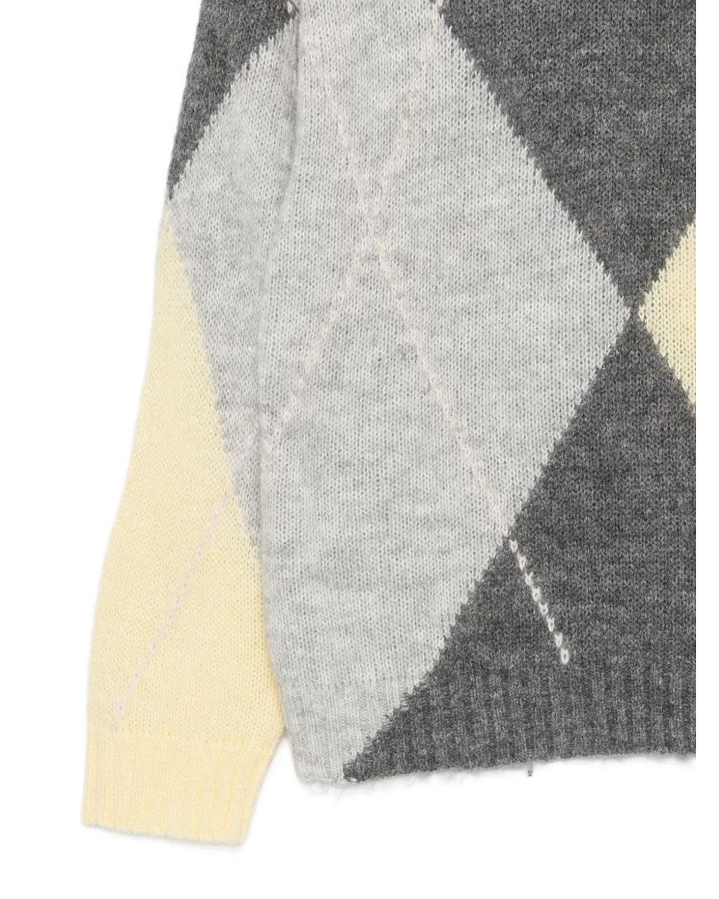 Alpha Studio Gray Argyle Knit Sweater