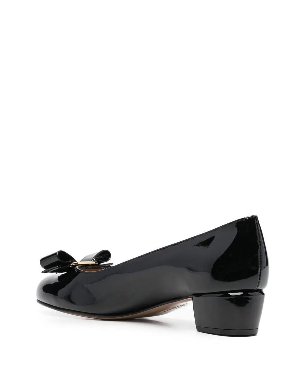 Ferragamo Black Vara Bow Patent Pumps