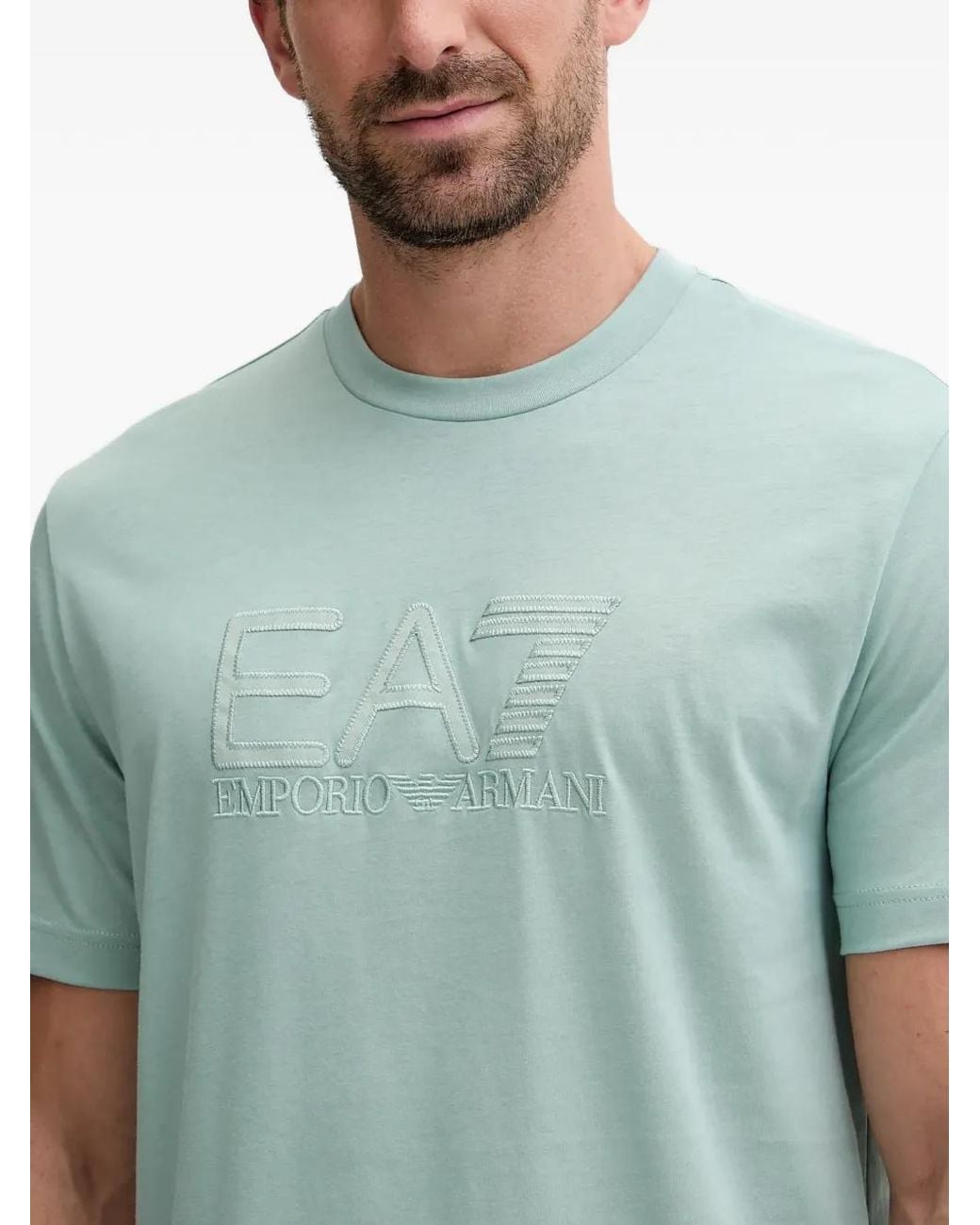 EA7 Green Logo-Embroidered T-Shirt for men
