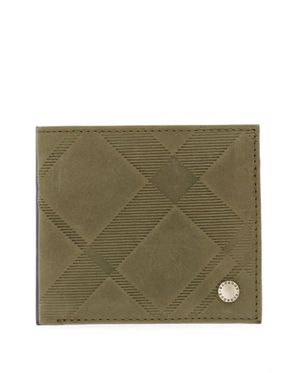 Barbour Green Beith Tartan-Embossed Leather Wallet for men