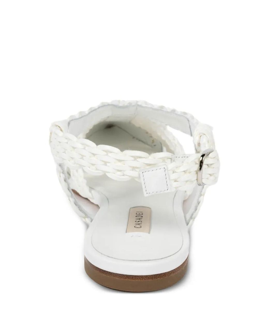 Casadei White Avenida Woven Slingback Flat Pumps