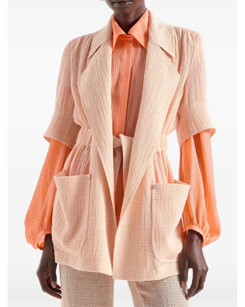 Chaqueta Con Cinturón Genny de color Pink