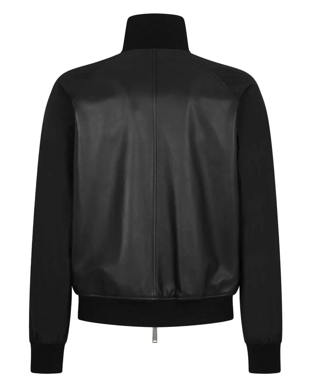 DSquared² Black Panelled Leather Track Jacket for men