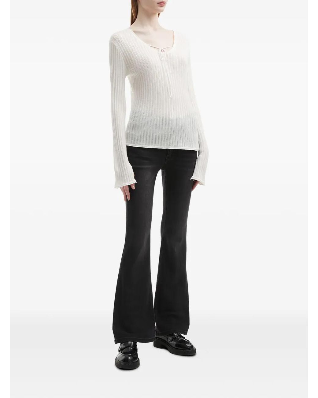 B+ AB White Ribbed-Knit Top