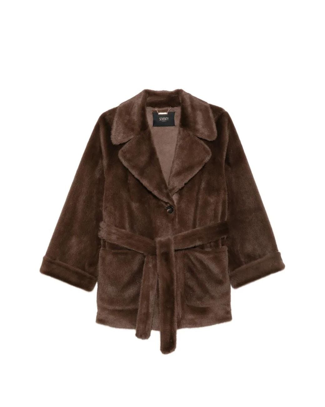 Seventy Brown Manteau À Taille Ceinturée