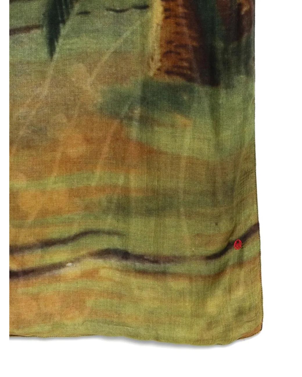 TALKING WALLS Green Multi-Coloured Printed Scarf