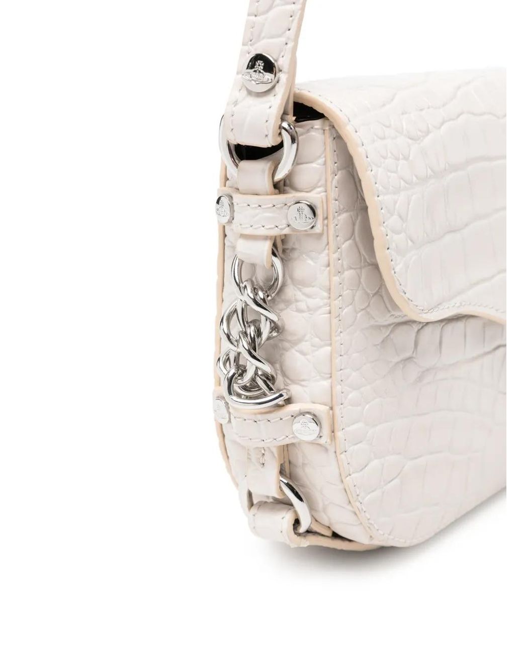 Vivienne Westwood White Hunter Flap Crossbody Bag